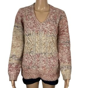 Anthropologie Elsamanda Chunky Cable Knit Sweater Italy Wool Alpaca Mohair Large